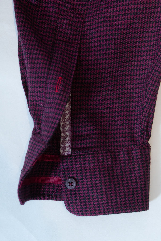 Robert Graham Modern Americana Burgundy Houndstooth Tailored Fit Shirt