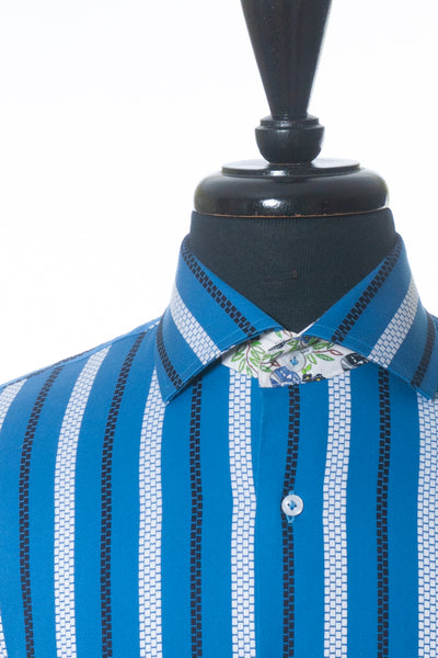 Robert Graham Blue Patterned Stripe Shirt