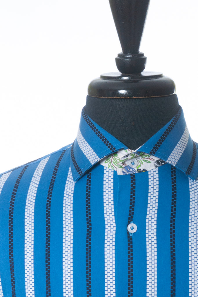 Robert Graham Blue Patterned Stripe Shirt