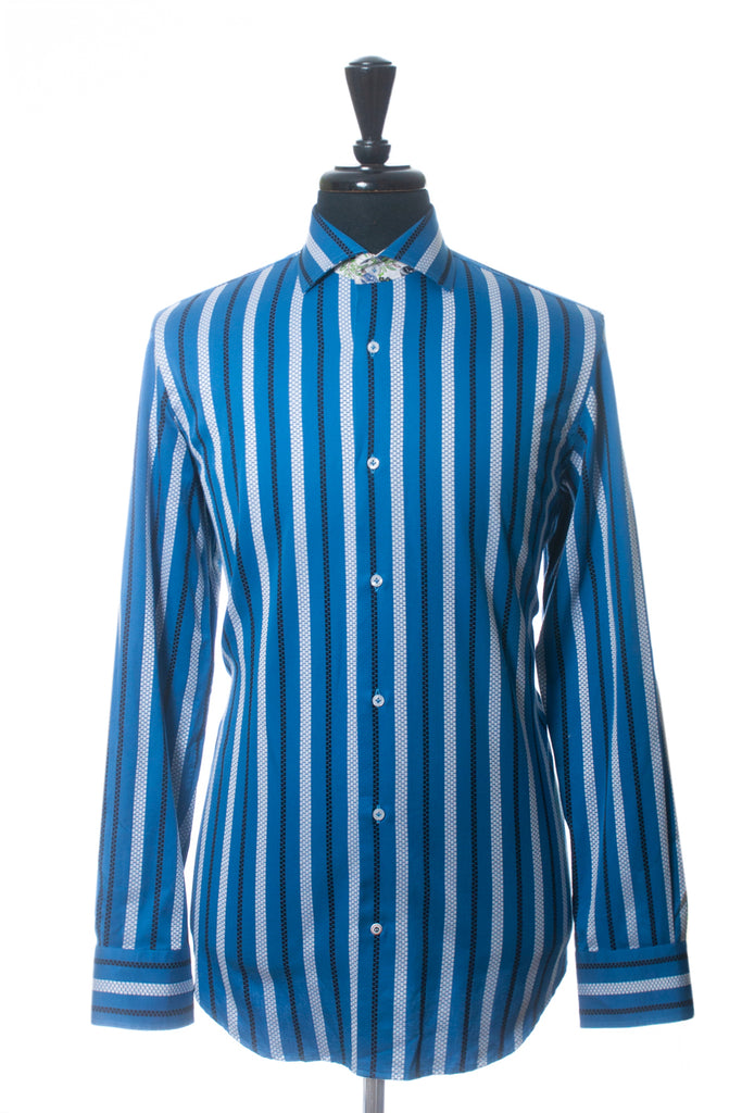 Robert Graham Blue Patterned Stripe Shirt