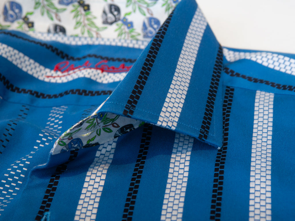Robert Graham Blue Patterned Stripe Shirt