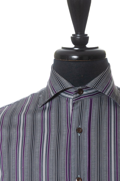 Etro Purple on Grey Stripe Shirt