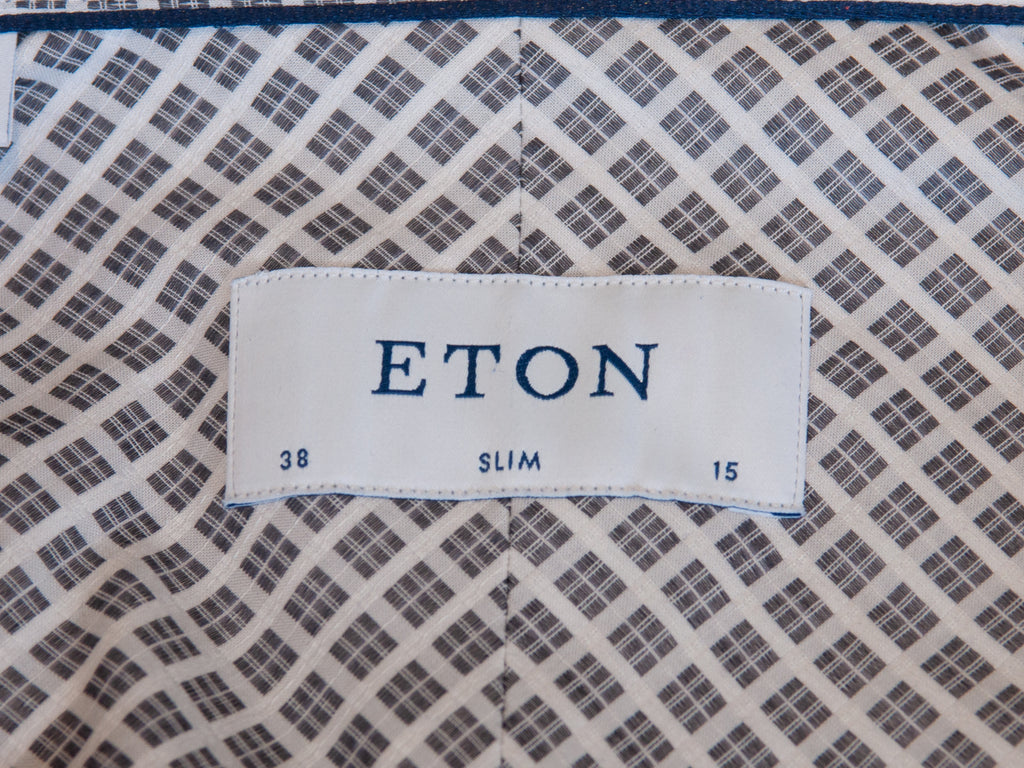 Eton Grey Check Slim Fit Brocade Shirt