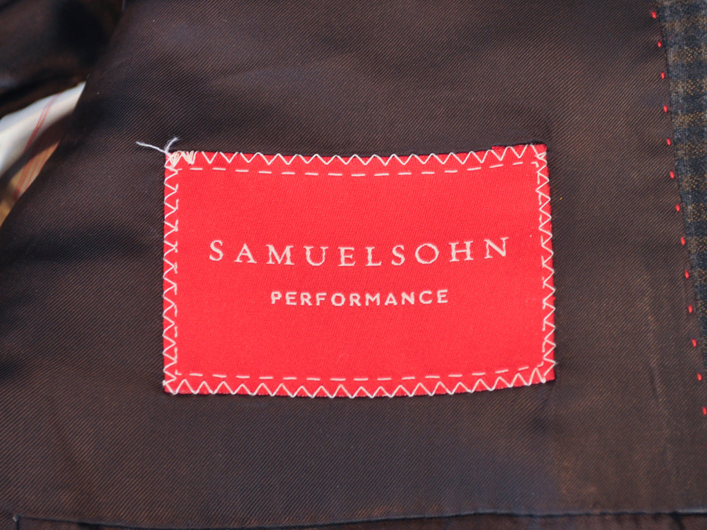 Samuelsohn Brown Check Natural Stretch Gable Blazer
