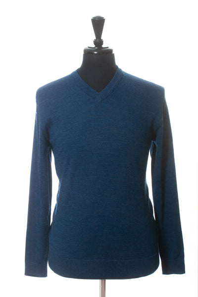 Ibex Blue Merino Blend V-Neck Sweater