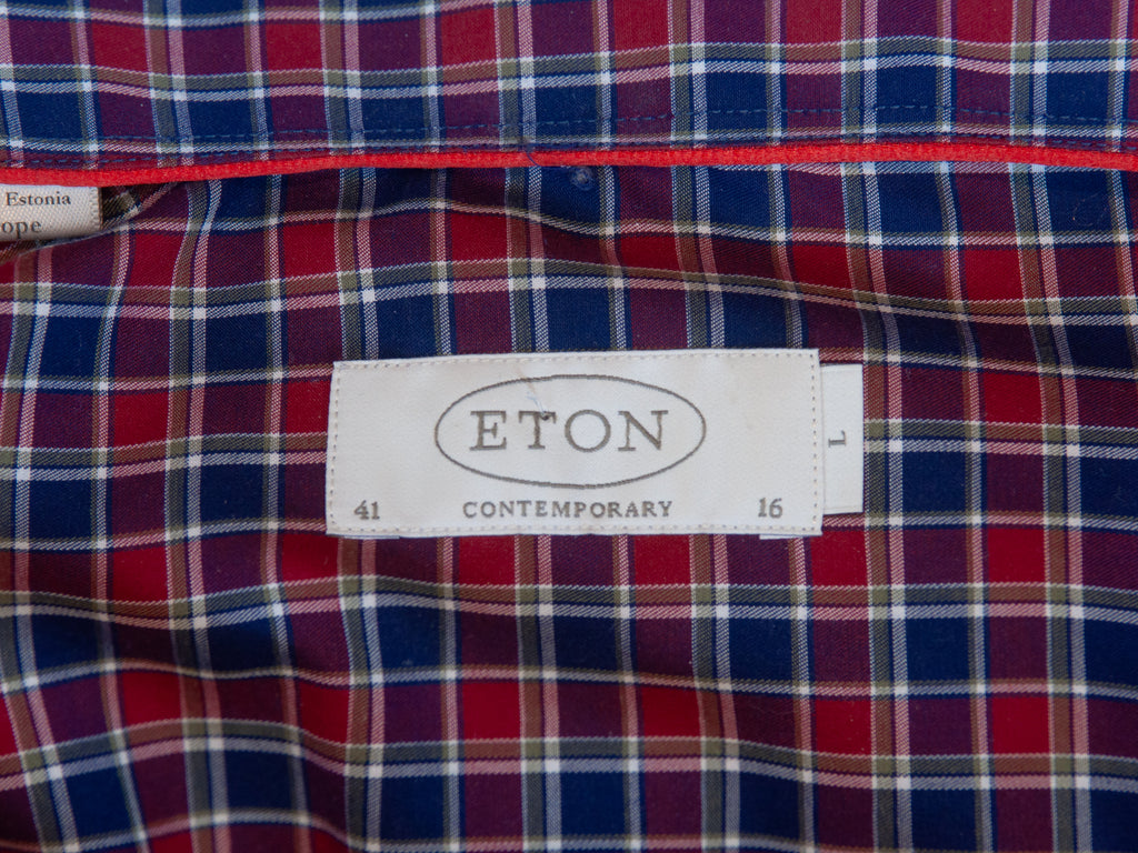 Eton Deep Red Check Contemporary Fit York Shirt