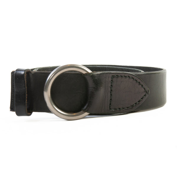 Luxmrkt Black Leather Ring Belt