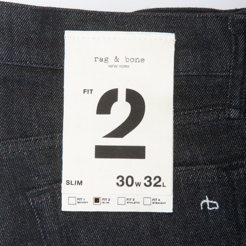 Rag & Bone Black Akio Brushed Loopback Fit2 Slim Jeans