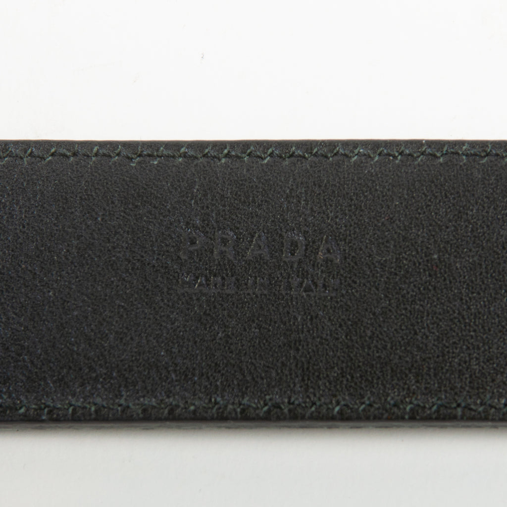 Prada Woodgrain Buckle Leather Belt