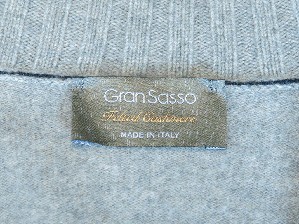 Gran Sasso Grey Felted Cashmere Full Zip Sweater