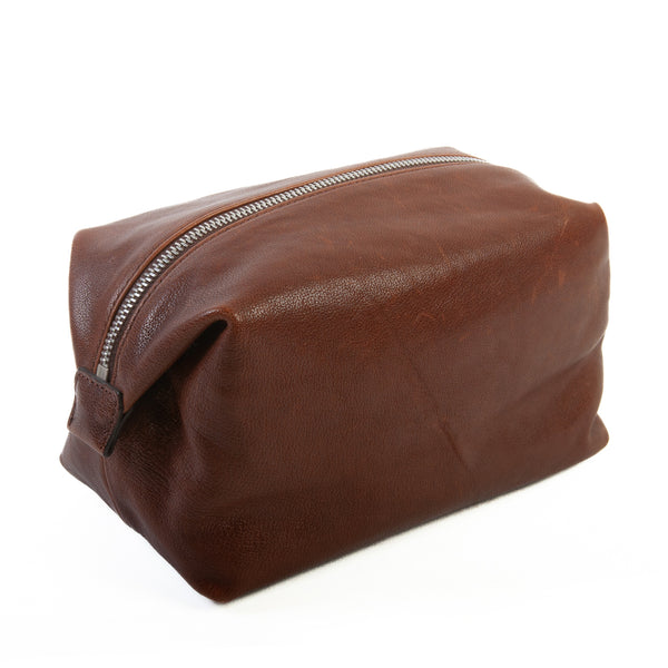 Brunello Cucinelli Brown Leather Toiletries Dopp Kit Bag