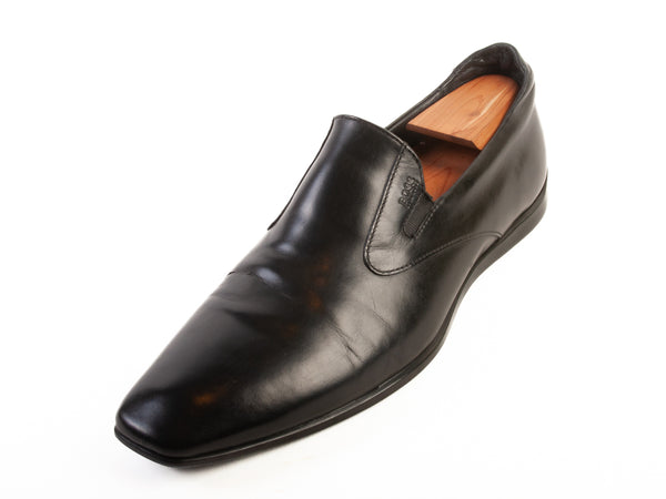 Hugo Boss Black Leather Slip-On Shoes