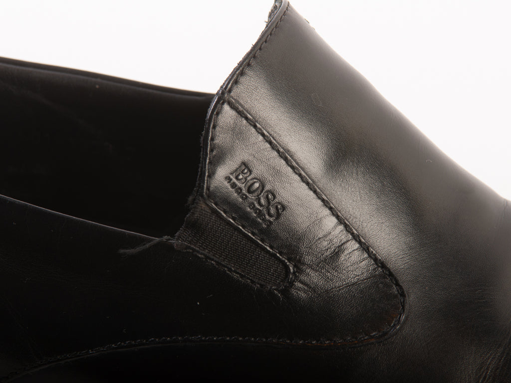Hugo Boss Black Leather Slip-On Shoes