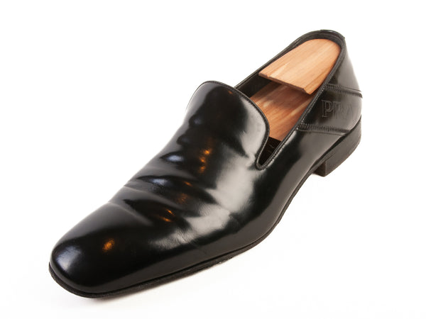 Prada Black Logo Heel Loafers
