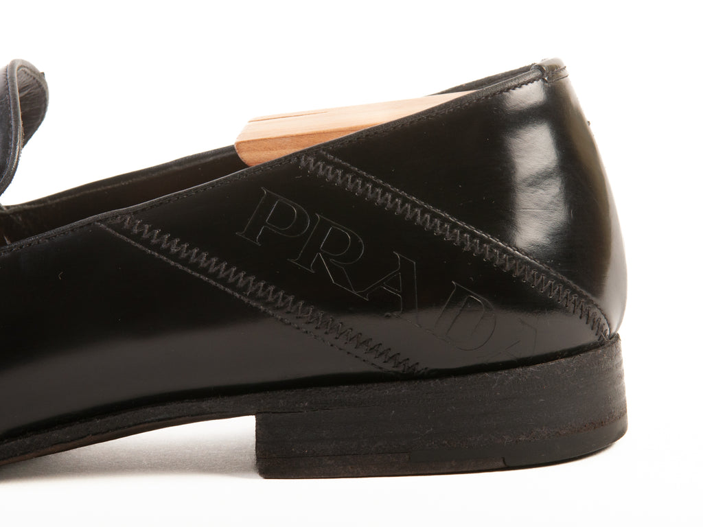 Prada Black Logo Heel Loafers