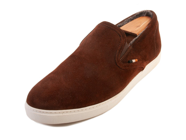 Allen Edmonds Brown Shearling Courtside Sneakers