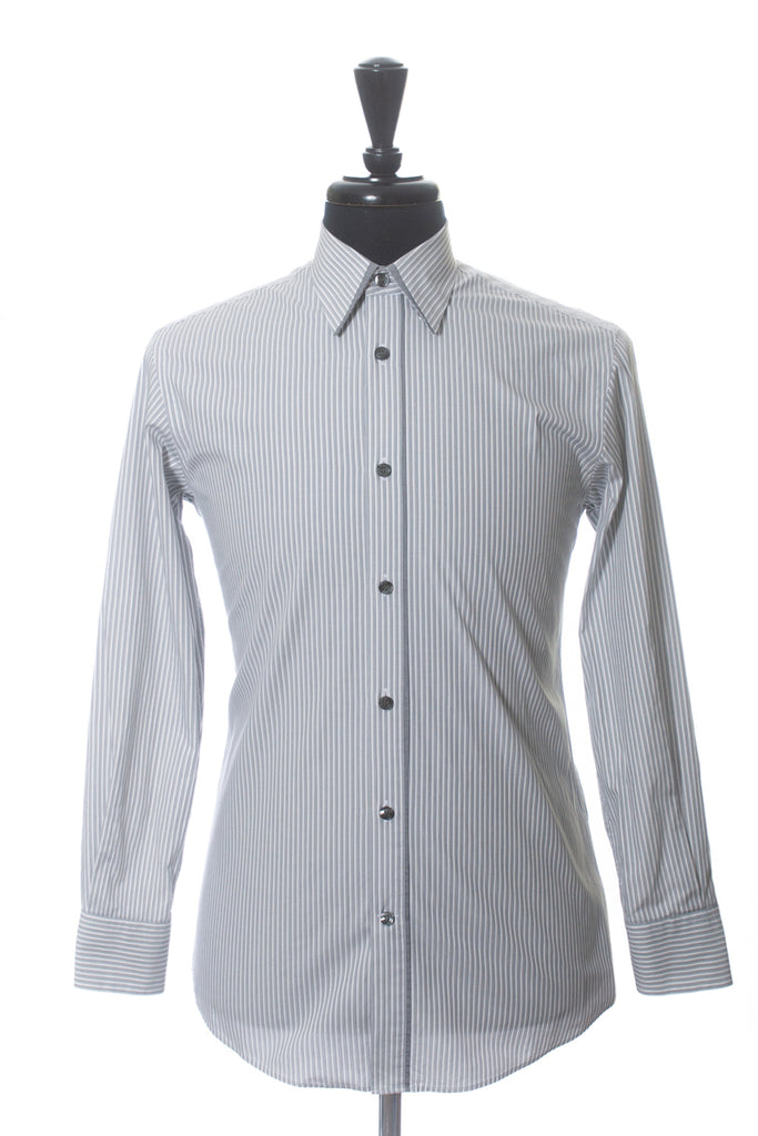Versace Collection Grey Striped City Fit Dress Shirt
