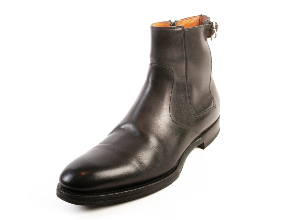 Gucci Black Calf Leather Horsebit Buckle Side Zip Boots