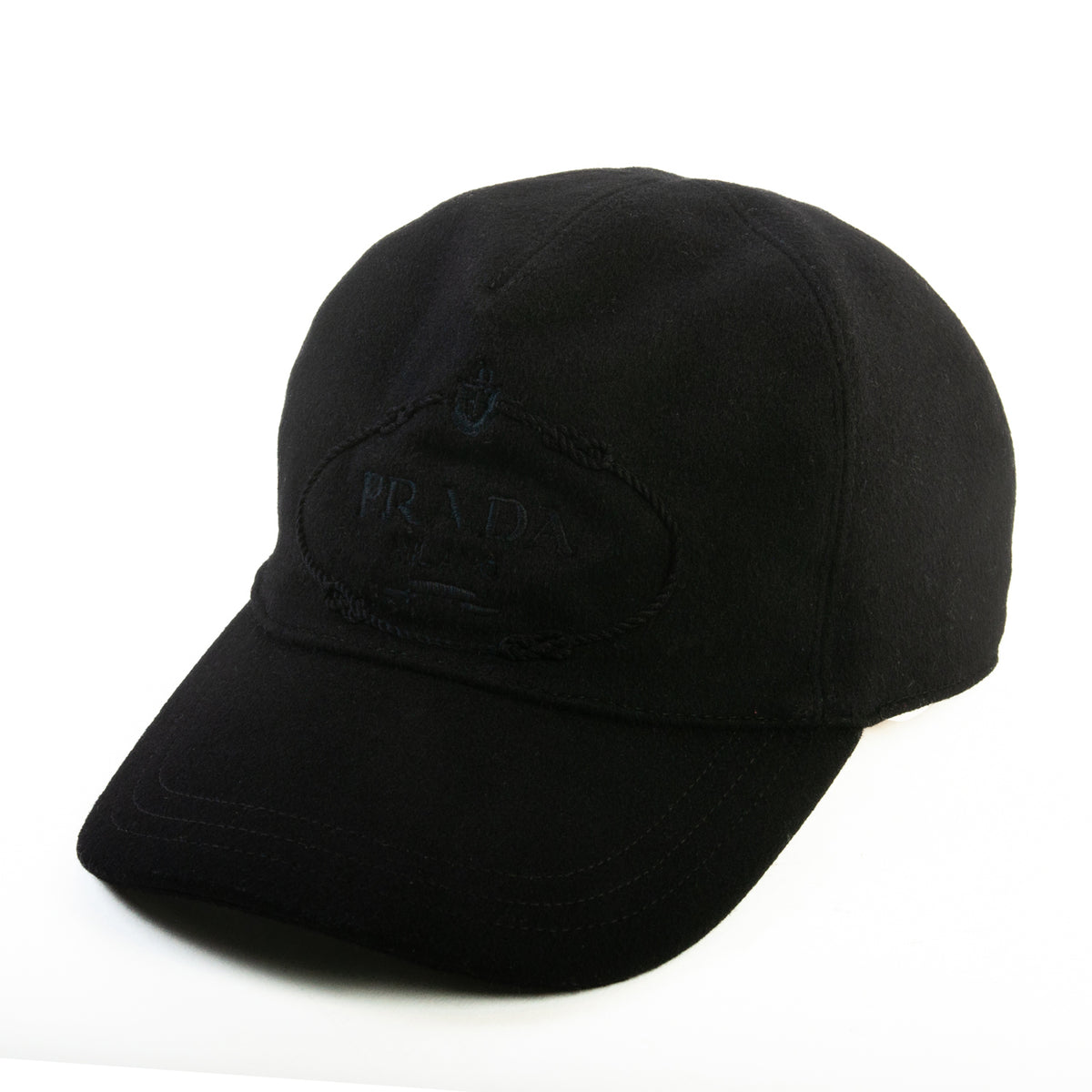Prada Black Wool Panno Cappelli Baseball Cap display picture 3