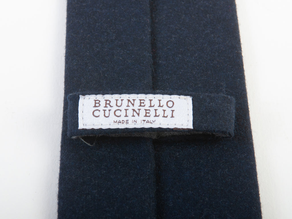 Brunello Cucinelli Navy Blue Silk Cashmere Tie