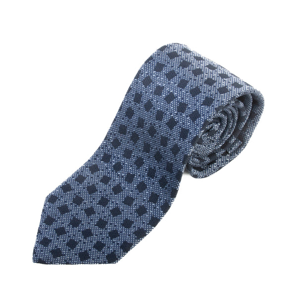 Isaia Navy Blue Geometric 7-Fold Tie
