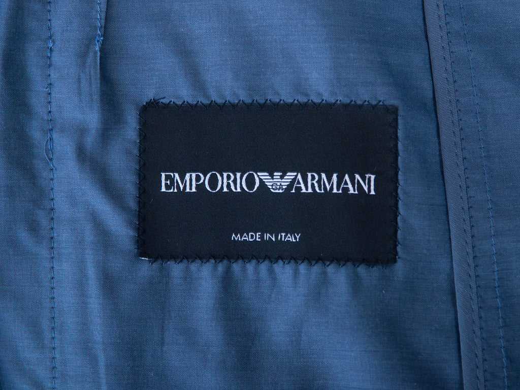 Emporio Armani Slate Blue Silk Blend Double Breasted Blazer
