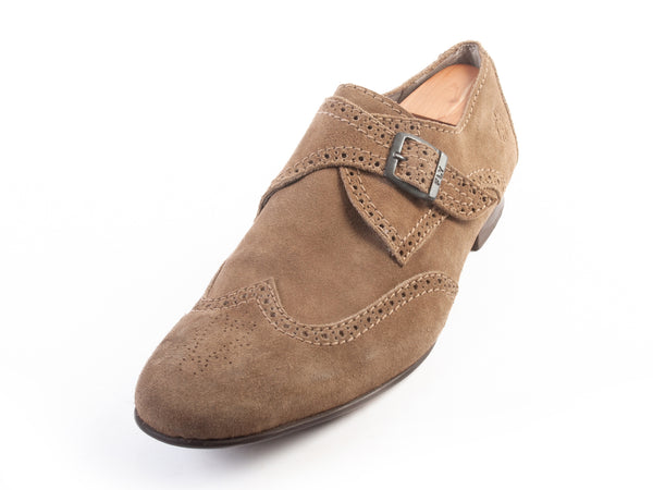 Fly London Sand Brown Suede Monk Strap Shoes