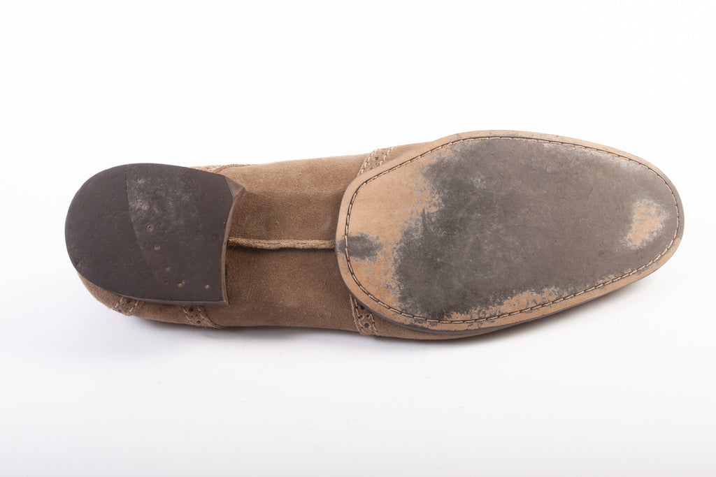 Fly London Sand Brown Suede Monk Strap Shoes
