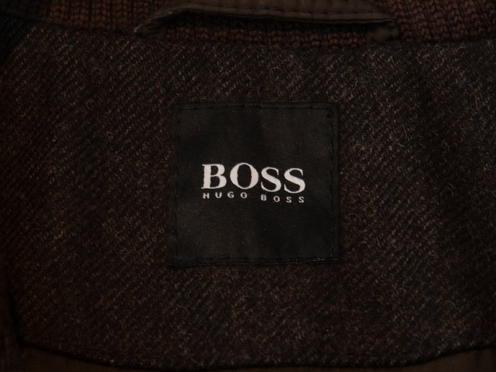 Hugo Boss Dark Brown Wool Blend Twill Cox Over Coat