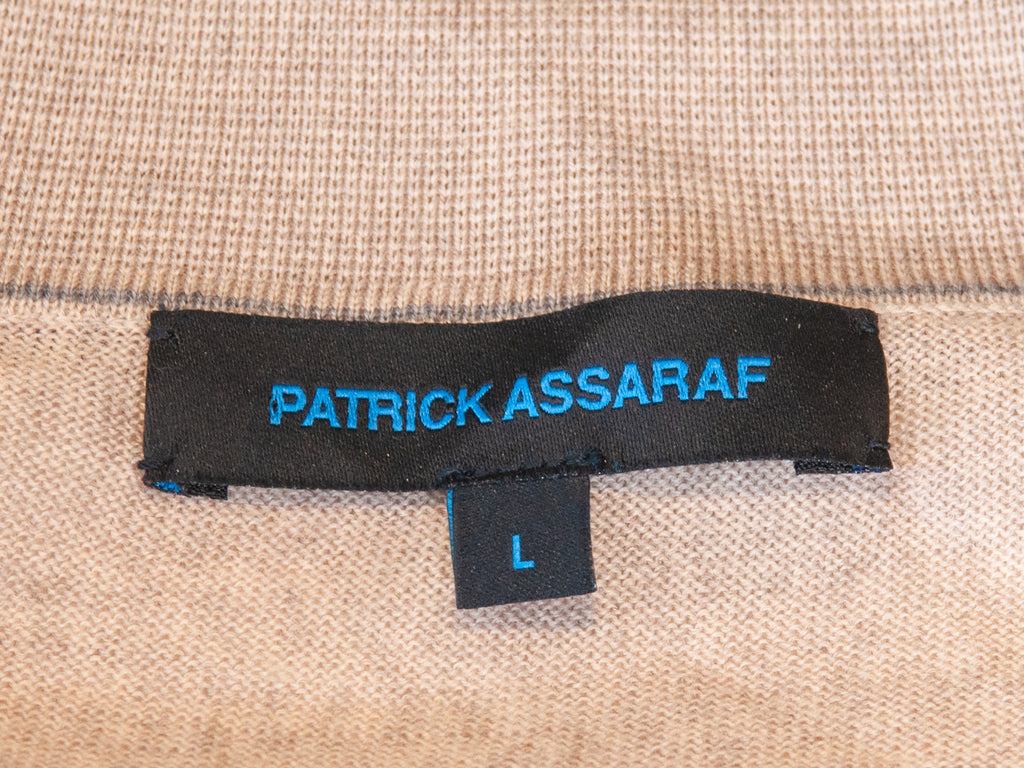 Patrick Assaraf Sand Brown Merino Wool Collared Knit