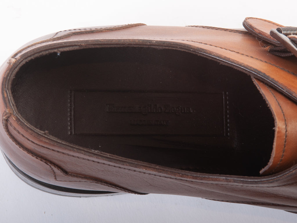 Ermenegildo Zegna Brown Monk Strap Shoes