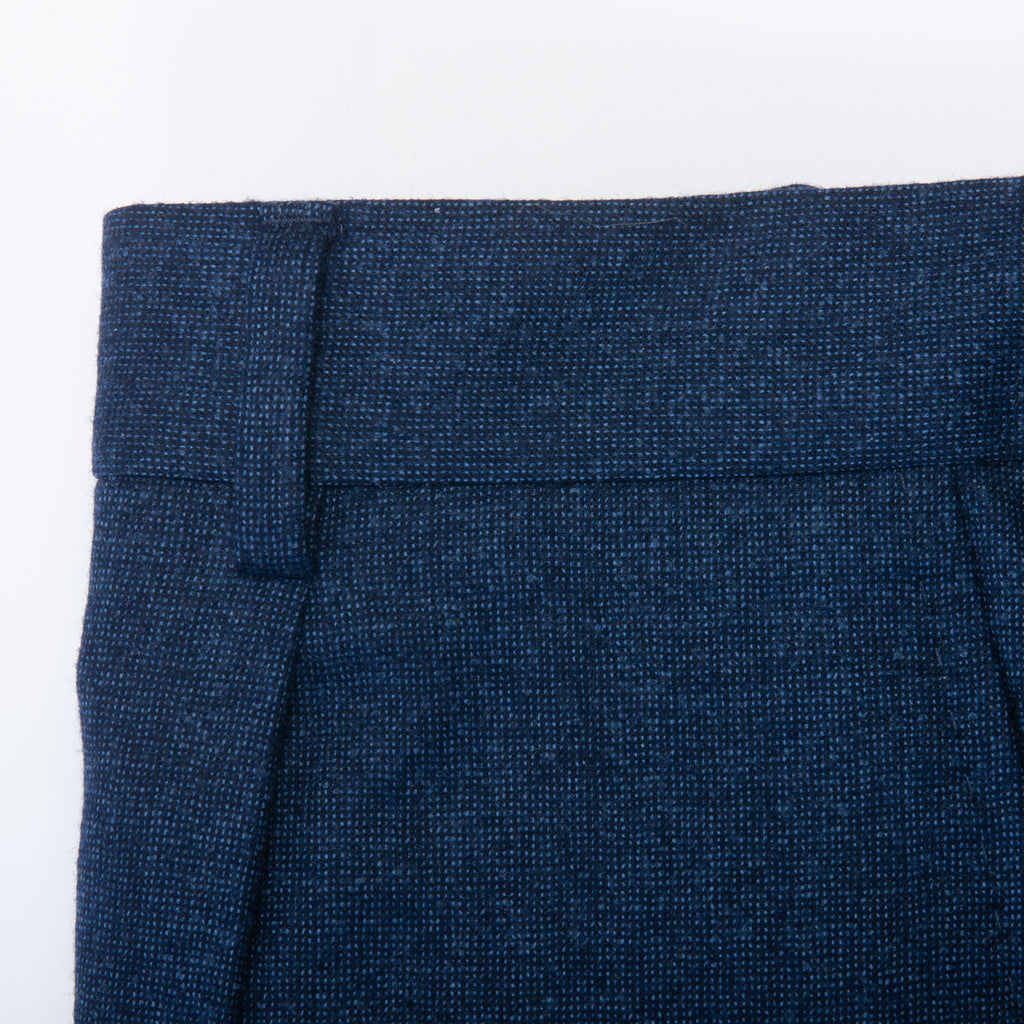 Brunello Cucinelli Dark Blue Pleated Wool Trousers