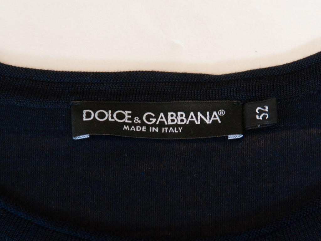 Dolce & Gabbana Navy Blue Silk T-Shirt