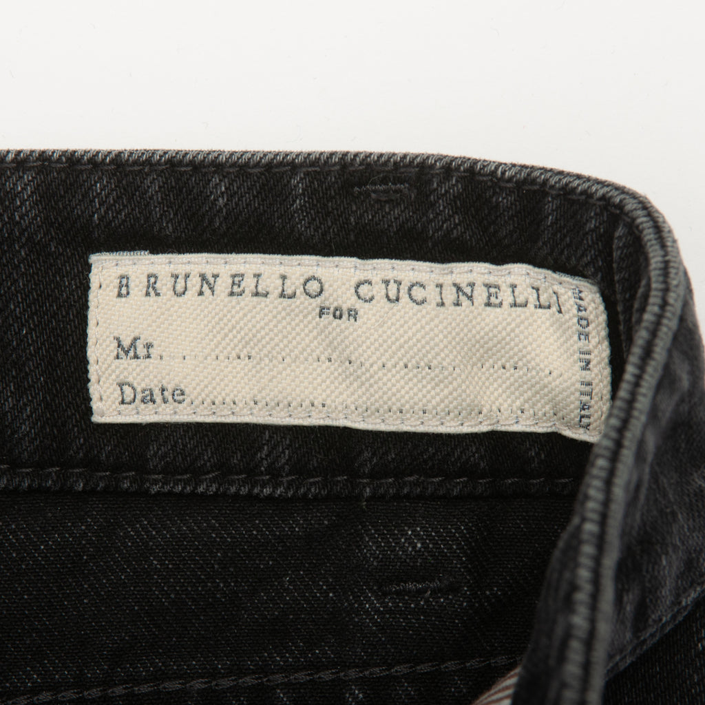 Brunello Cucinelli Distressed Black Button Fly Jeans