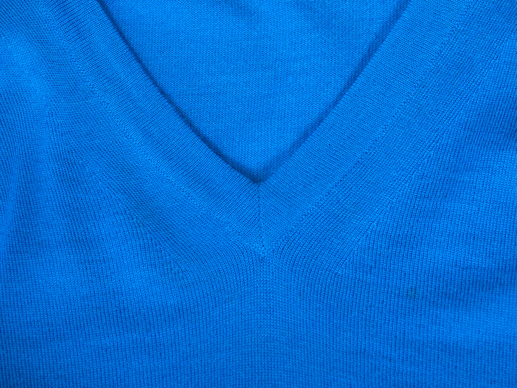 Prada Blue Lightweight Wool V-Neck Sweater