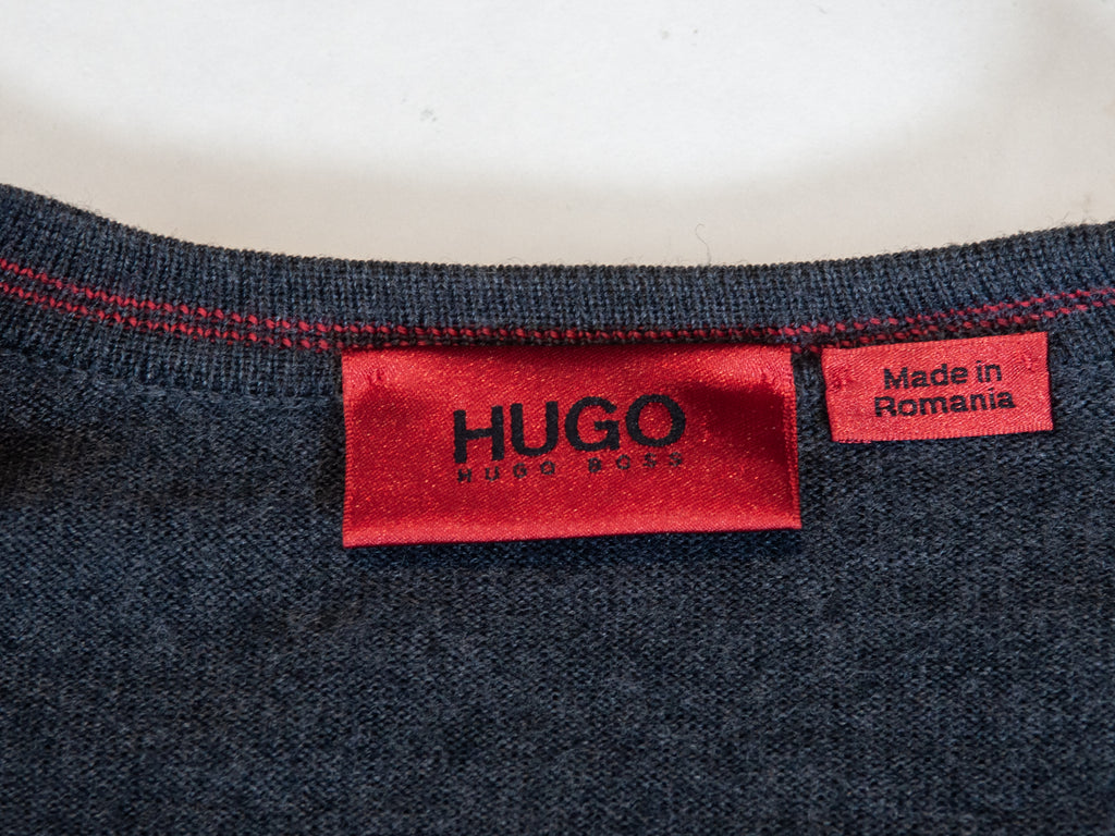 Hugo Boss Grey Wool Sidario Cardigan Sweater