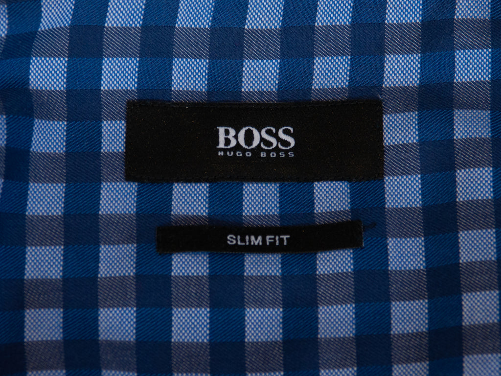 Hugo Boss Navy Check Slim Fit Jason Dress Shirt