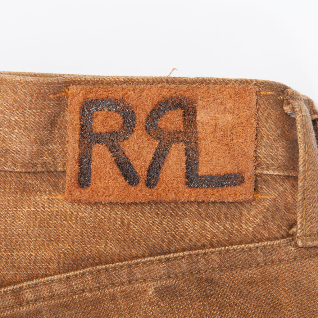 RRL Distressed Golden Brown Straight Leg Selvedge Jeans