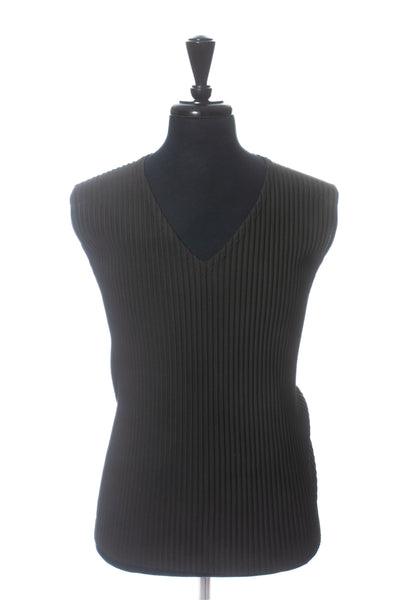 Issey Miyake Homme Plisse Green Pleated Tank Top Shirt
