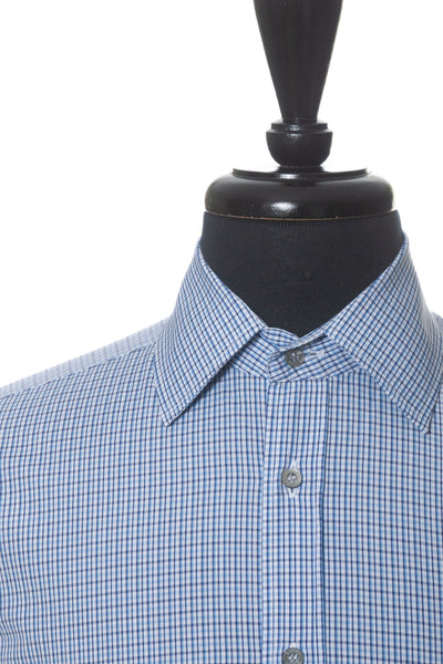 Gucci Blue Check Fitted French Cuff Shirt