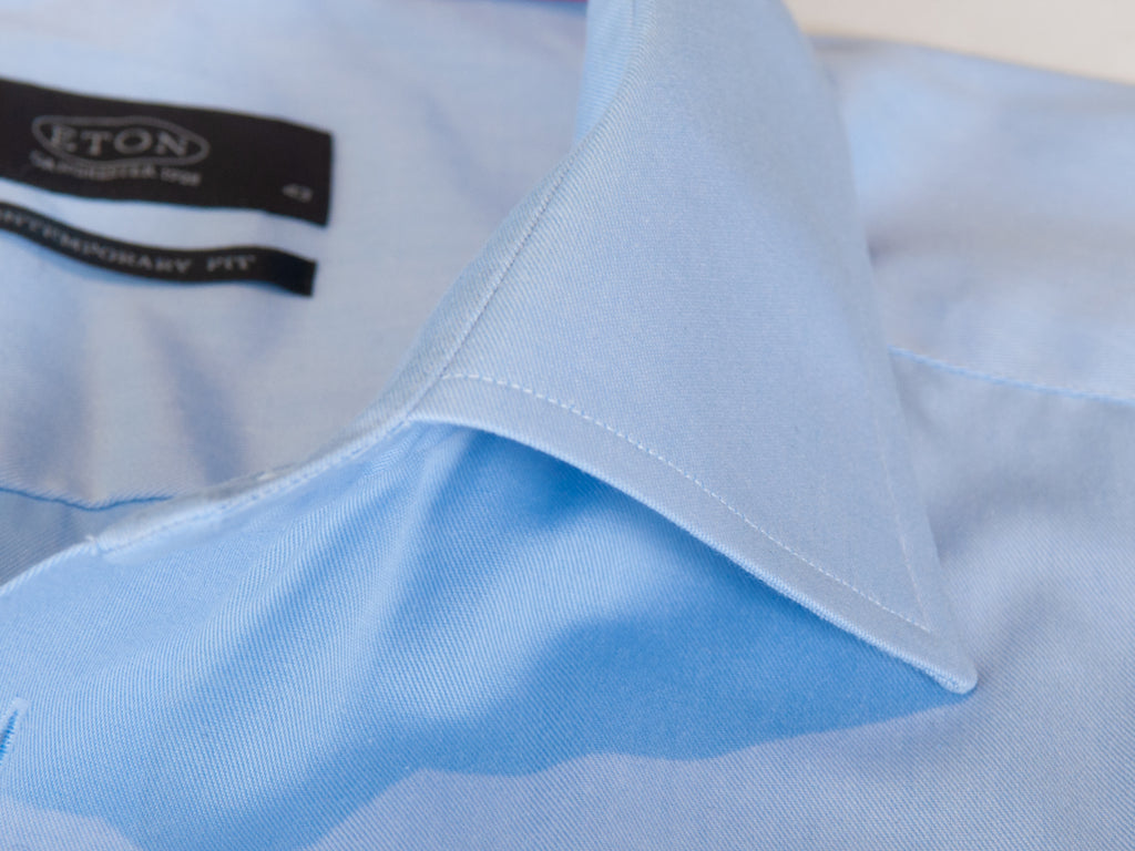 Eton Blue Contemporary Fit French Cuff Shirt