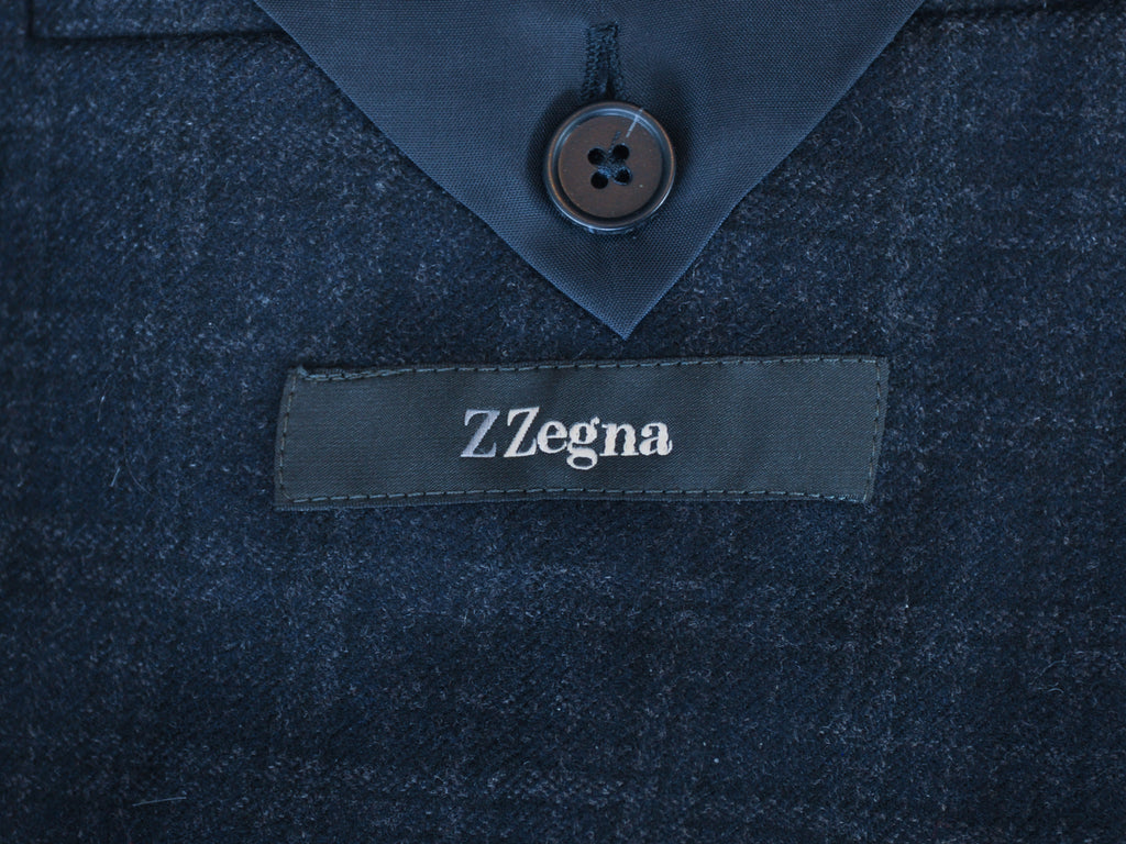 ZZegna Charcoal Grey on Black Drop 8 Deco Blazer