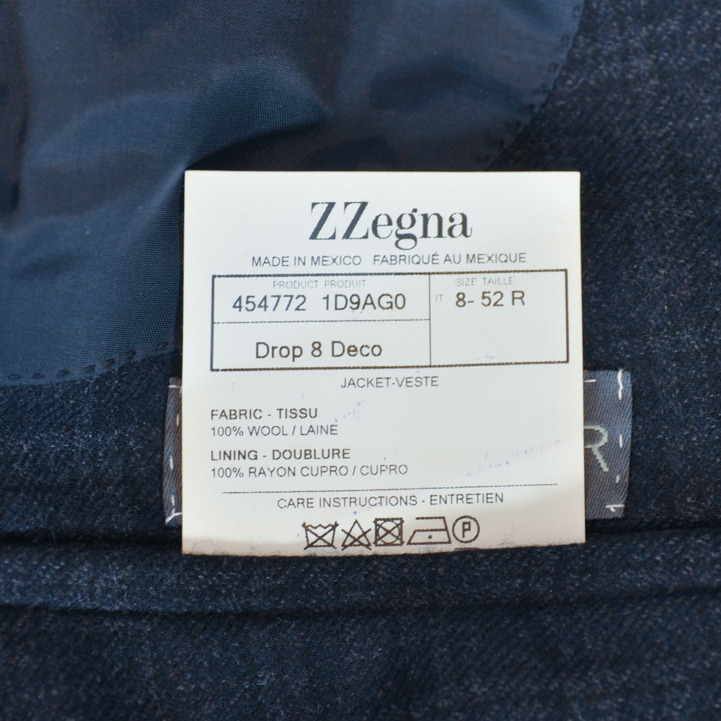 ZZegna Charcoal Grey on Black Drop 8 Deco Blazer