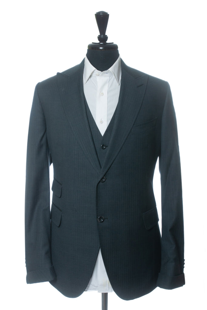Suits by Curtis Elliot Grey Herringbone 3-Piece Suit