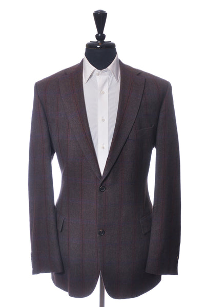 Hugo Boss Merlot on Brown Check Cashmere Paolini Blazer