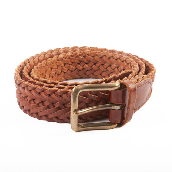 Polo Ralph Lauren Brown Distressed Braided Leather Belt