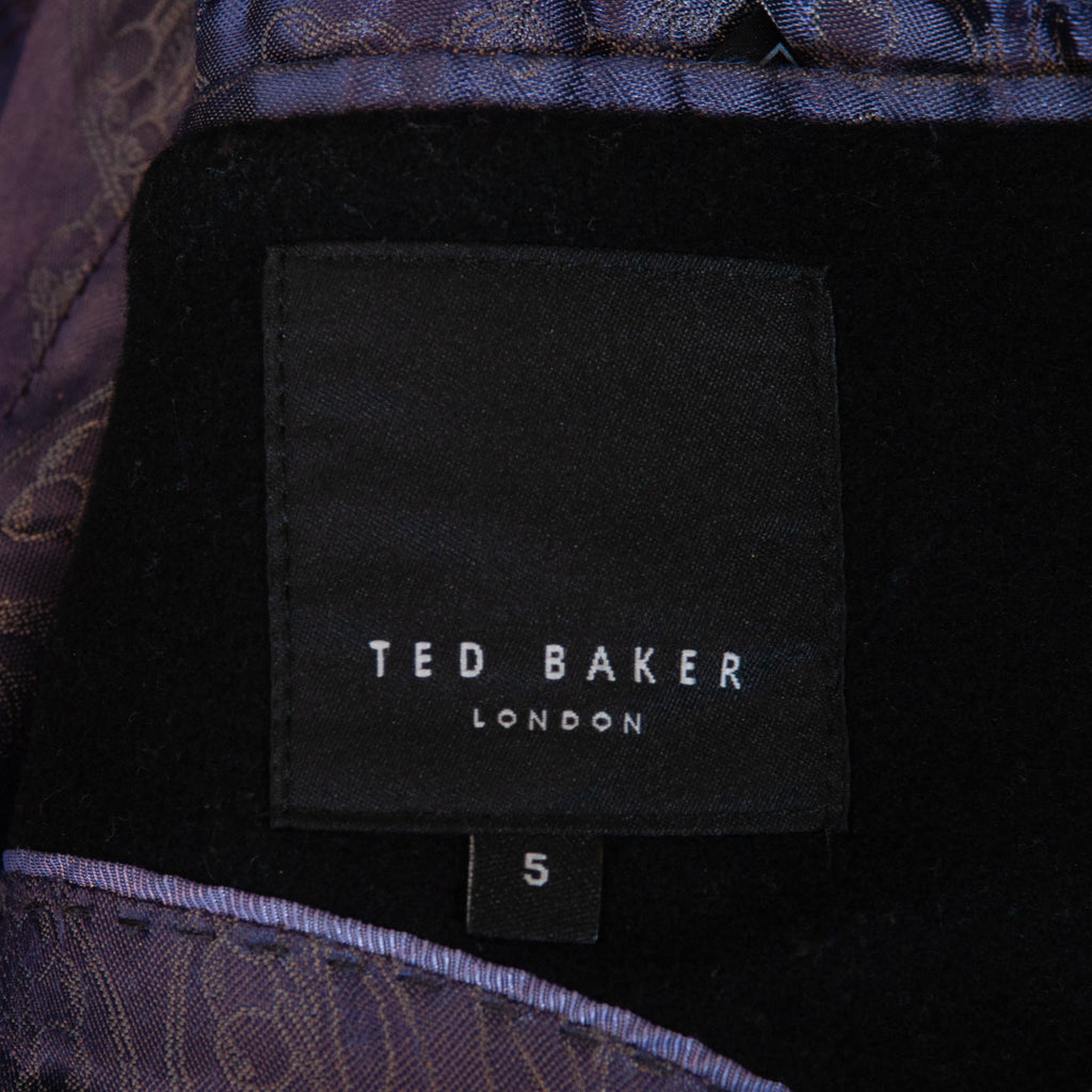 Ted Baker Black Cashmere Blend Double Breasted Pea Coat