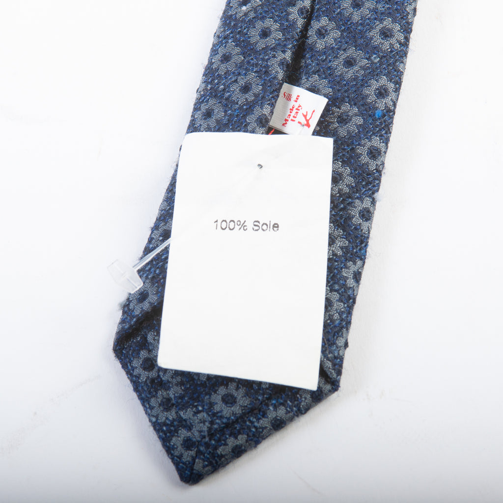 Isaia Blue Textured Silk Floral Print Tie