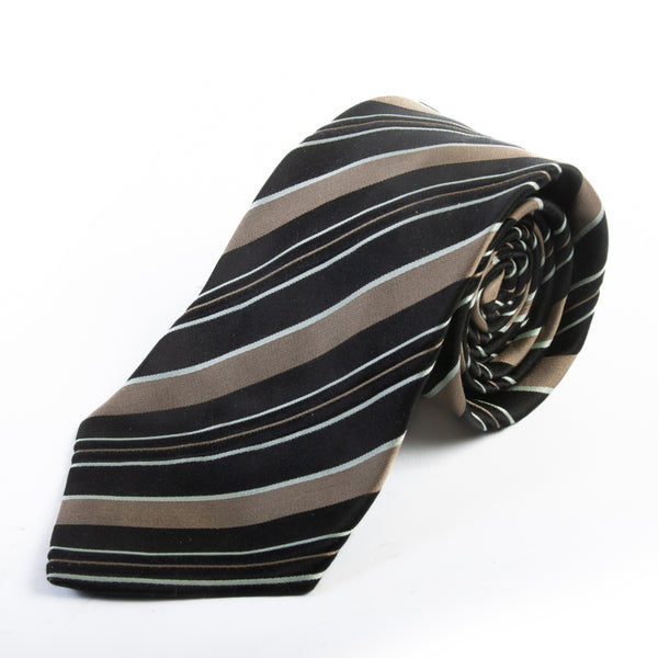Hugo Boss Brown on Black Striped Silk Tie