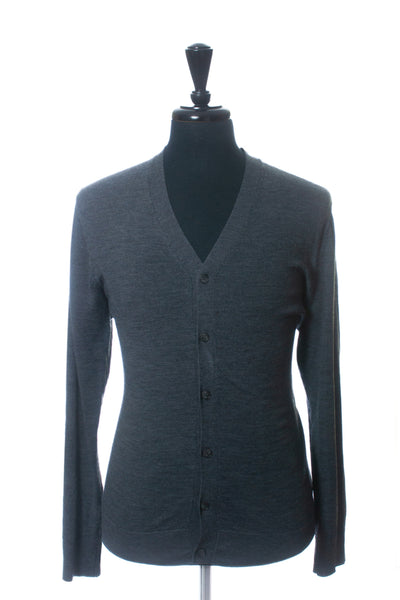 Patrick Assaraf Grey Merino Wool Lightweight Cardigan Sweater